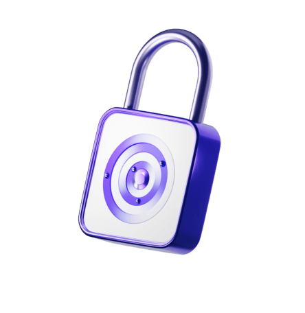 Blue and white gradient colors woven into a padlock